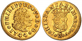 1744. Felipe V. Madrid. JA. 1/2 escudo. (AC. 1636). Parte de brillo original. 1,77 g. MBC/MBC+.