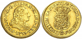 1733. Felipe V. Madrid. JF. 2 escudos. (AC. 1870). Sin indicación de valor. Precioso color. Ex Colección A. F. Maldonado 23/01/2020, nº 66. Rara. 6,74...