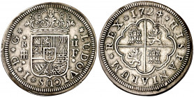1724. Luis I. Segovia. F. 2 reales. (AC. 28). Golpecito en canto. Atractiva. Escasa. 6,18 g. MBC+.