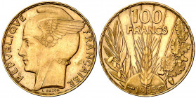 Francia. 1935. III República. 100 francos. (Fr. 598) (Kr. 880). Bella. Rara. AU. 6,54 g. EBC+.