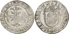 Italia. Venecia. s/d (1634). Francisco Erizzo. MAM. 1 escudo. (Kr. 4249). Acuñación floja en pequeña zona. Rara. AG. 31,64 g. (EBC).