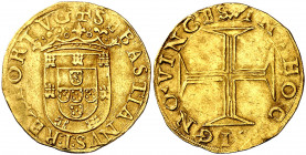 Portugal. s/d. Sebastián I (1557-1578). Lisboa. 500 reis. (Fr. 41) (Gomes 57.10). Rara. AU. 3,79 g. MBC+.