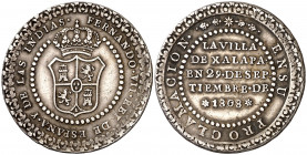 1808. Fernando VII. Jalapa. Medalla de Proclamación. (Ha. 24) (V. 217) (V.Q. 13283). Escasa. Plata. 6,70 g. Ø26 mm. MBC.
