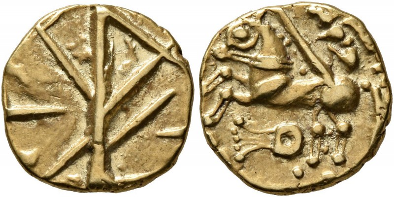 CELTIC, Northeast Gaul. Nervii. Late 2nd-1st century BC. 1/4 Stater (Gold, 13 mm...