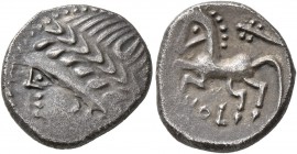 CELTIC, Southern Gaul. Allobroges. Cn. Pompeius Voluntilus, Circa 70-61 BC. Drachm (Silver, 14 mm, 2.33 g, 10 h). Laureate head to left. Rev. VOL Hors...