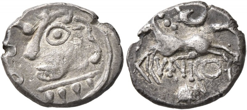 CELTIC, Central Europe. Helvetii. Circa 75/50-25 BC. Quinarius (Silver, 15 mm, 1...