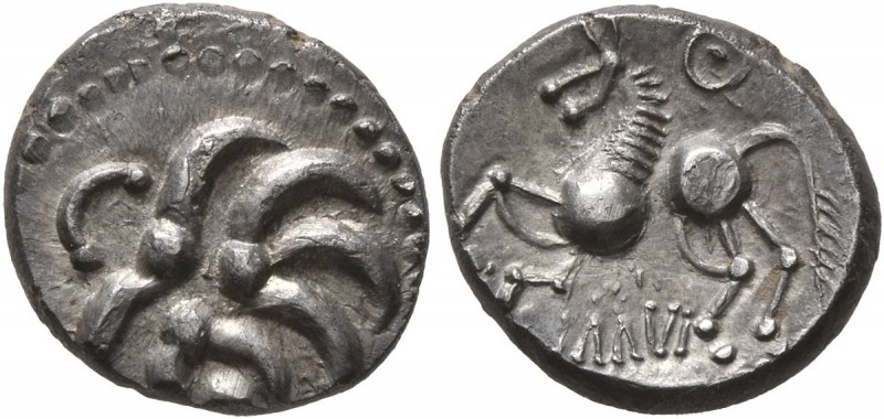 CELTIC, Central Europe. Helvetii. Mid 1st century BC. Quinarius (Silver, 13 mm, ...