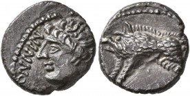CELTIC, Central Europe. Rauraci. Circa 50-30 BC. Quinarius (Silver, 12 mm, 1.36 g, 3 h). NINNO Draped bust of youthful male to left, with wing in his ...