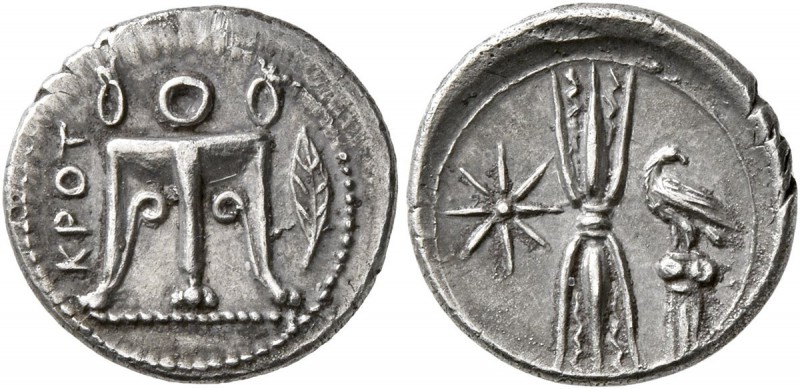 BRUTTIUM. Kroton. Circa 400-350 BC. Triobol (Silver, 13 mm, 1.10 g, 11 h). KPOT ...