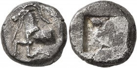 THRACO-MACEDONIAN REGION. Uncertain. Circa 500-480 BC. 1/3 Stater (?) (Silver, 13 mm, 3.29 g). Forepart of a he-goat to left. Rev. Incuse square punch...