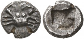 THRACO-MACEDONIAN REGION. Uncertain. Circa 500-480 BC. 1/16 Stater (Silver, 8 mm, 0.60 g). Crab. Rev. Rough incuse square. SNG ANS -. Tsintsifos, p. 1...