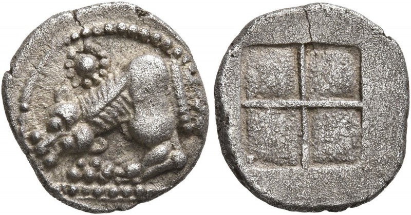MACEDON. Akanthos. Circa 500-480 BC. Tetrobol (Silver, 14 mm, 2.22 g). Forepart ...