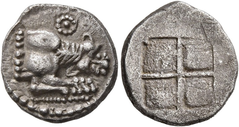 MACEDON. Akanthos. Circa 500-480 BC. Tetrobol (Silver, 14 mm, 2.25 g). Forepart ...