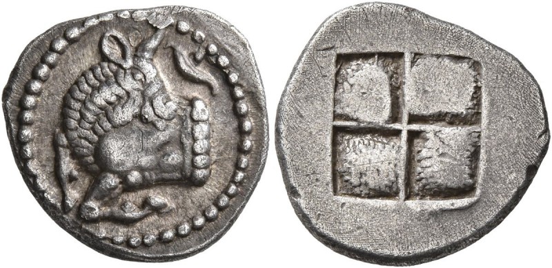 MACEDON. Akanthos. Circa 500-480 BC. Tetrobol (Silver, 15 mm, 2.53 g). Forepart ...