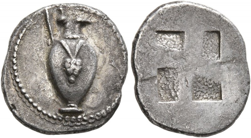 MACEDON. Terone. Circa 490-480 BC. Tetrobol (Silver, 15 mm, 2.13 g). Oinochoe wi...