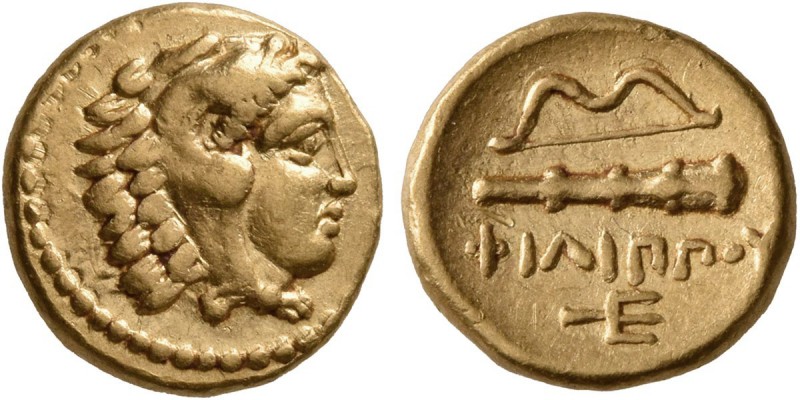 KINGS OF MACEDON. Philip II, 359-336 BC. 1/4 Stater (Gold, 11 mm, 2.13 g, 3 h), ...