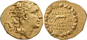 KINGS OF PONTOS. Mithradates VI Eupator, circa 120-63 BC. Stater (Gold, 20 mm, 8.40 g, 12 h), Pergamon, year 3 of the Pergamene Era = 86 BC. Diademed ...
