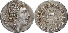 KINGS OF PONTOS. Mithradates VI Eupator, circa 120-63 BC. Tetradrachm (Silver, 31 mm, 16.76 g, 11 h), Pergamon, year 223 of the Bithyno-Pontic era, ni...