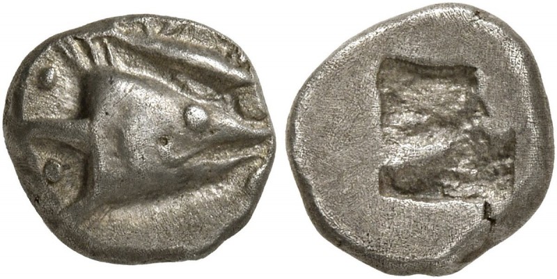 MYSIA. Kyzikos. Circa 600-550 BC. Trihemiobol (?) (Silver, 9 mm, 1.12 g). Head o...