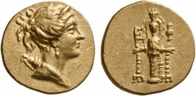 IONIA. Ephesos. 133-88 BC. Stater (Gold, 19 mm, 8.42 g, 12 h), circa 122/1-121/0. Draped bust of Artemis to right, wearing stephane and pendant earrin...