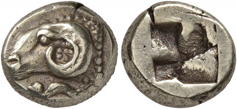 IONIA. Phokaia. Circa 521-478 BC. Hekte (Electrum, 11 mm, 2.52 g). Head of a ram...