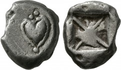 KYRENAICA. Kyrene. Circa 550-500 BC. Drachm (Silver, 15 mm, 4.21 g), Attic standard. Silphium fruit. Rev. Incuse square divided diagonally. BMC -, cf....