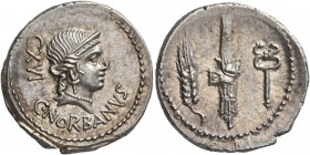 C. Norbanus, 83 BC. Denarius (Silver, 21 mm, 3.76 g, 12 h), Rome. C•NORBANVS / CXVI Diademed head of Venus to right, wearing necklace and pendant earr...