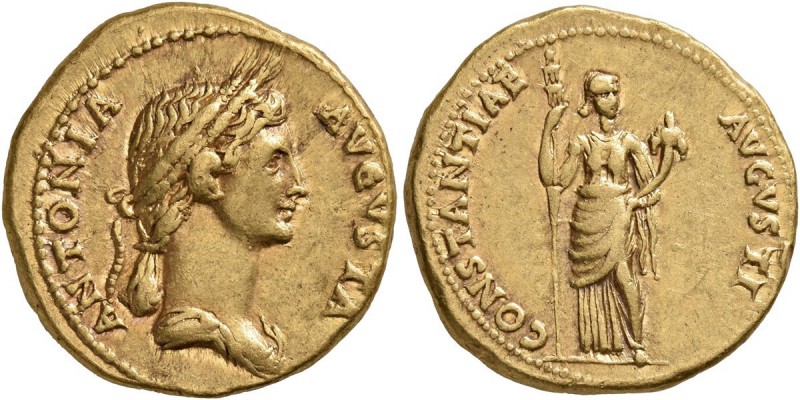 Antonia Minor, Augusta, 37 and 41. Aureus (Gold, 20 mm, 7.75 g, 5 h), Lugdunum, ...