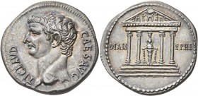 Claudius, 41-54. Cistophorus (Silver, 27 mm, 11.40 g, 6 h), Ephesus, 41-42 (?). TI CLAVD CAES•AVG Bare head of Claudius to left. Rev. DIAN - EPHE Tetr...