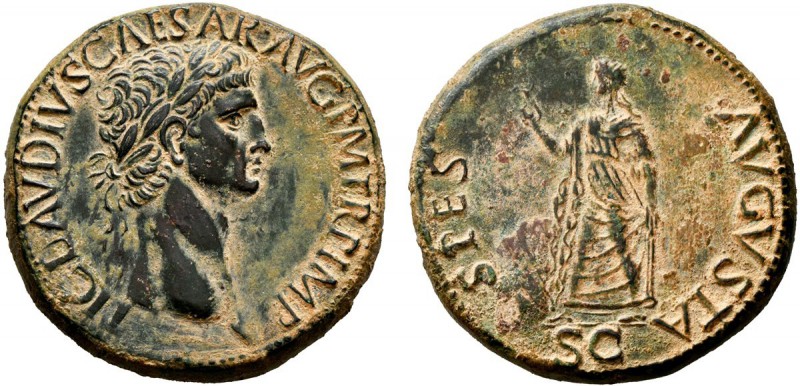 Claudius, 41-54. Sestertius (Orichalcum, 33 mm, 28.50 g, 6 h), Rome, 41-42. TI C...