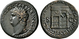 Nero, 54-68. Sestertius (Orichalcum, 34 mm, 26.86 g, 6 h), Rome, 66. [IMP NER]O CLAVD CAESAR AVG GER P M TR P P P Laureate head of Nero to left. Rev. ...