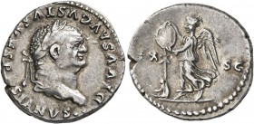 Divus Vespasian, died 79. Denarius (Silver, 19 mm, 3.52 g, 6 h), Rome, 80-81. DIVVS AVGVSTVS VESPASIANVS• Laureate head of Divus Vespasian to right. R...