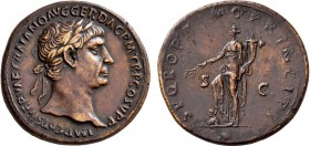 Trajan, 98-117. Sestertius (Orichalcum, 36 mm, 24.53 g, 6 h), Rome, circa 104/5-107. IMP CAES NERVAE TRAIANO AVG GER DAC P M TR P COS V P P Laureate h...