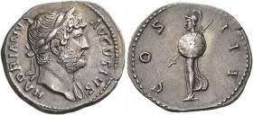 Hadrian, 117-138. Denarius (Silver, 20 mm, 3.54 g, 6 h), Rome, 125-128. HADRIANVS AVGVSTVS Laureate head of Hadrian to right, drapery on left shoulder...