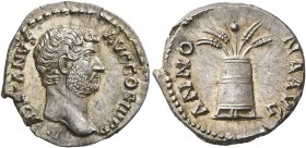 Hadrian, 117-138. Denarius (Silver, 18 mm, 3.49 g, 7 h), Rome, 134-138. HADRIANVS AVG COS III P P Bare head of Hadrian to right. Rev. ANNONA AVG Modiu...