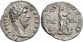 Aelius, Caesar, 136-138. Denarius (Silver, 17 mm, 3.27 g, 7 h), Rome, 137. L AELIVS CAESAR Bare head of Aelius to right. Rev. TR POT COS II / PIE-TAS ...