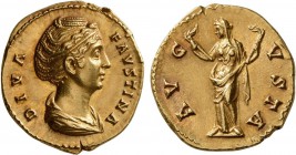 Diva Faustina Senior, died 140/1. Aureus (Gold, 20 mm, 7.13 g, 7 h), Rome, circa 146-161. DIVA FAVSTINA Diademed and draped bust of Diva Faustina to r...