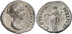 Faustina Junior, Augusta, 147-175. Denarius (Silver, 18 mm, 3.01 g, 7 h), Rome, circa 147-161. FAVSTINAE AVG PII AVG FIL Draped bust of Faustina Junio...