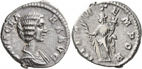 Didia Clara, Augusta, 193. Denarius (Silver, 17 mm, 2.86 g, 6 h), Rome. DIDIA CLARA AVG Draped bust of Didia Clara to right. Rev. HILAR TEMPOR Hilarit...