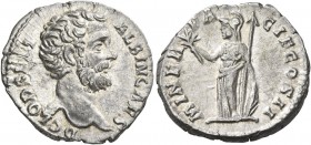 Clodius Albinus, as Caesar, 193-195. Denarius (Silver, 18 mm, 2.72 g, 6 h), Rome, 193. D CLOD SEPT ALBIN CAES Bare head of Clodius Albinus to right. R...