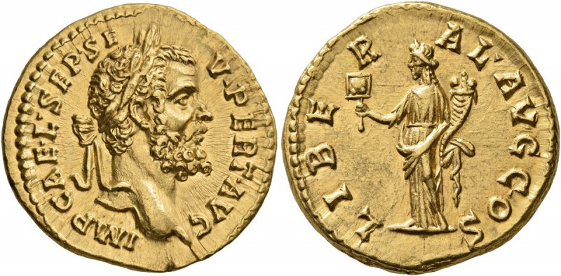 Septimius Severus, 193-211. Aureus (Gold, 21 mm, 7.08 g, 12 h), Rome, 193. IMP C...