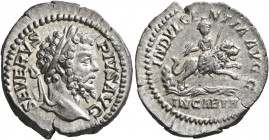 Septimius Severus, 193-211. Denarius (Silver, 19 mm, 3.48 g, 6 h), Rome, 203. SEVERVS PIVS AVG Laureate head of Septimius Severus to right. Rev. INDVL...