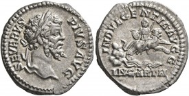 Septimius Severus, 193-211. Denarius (Silver, 19 mm, 3.45 g, 12 h), Rome, 203. SEVERVS PIVS AVG Laureate head of Septimius Severus to right. Rev. INDV...