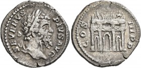 Septimius Severus, 193-211. Denarius (Silver, 19 mm, 3.42 g, 6 h), Rome, 203. SEVERVS PIVS AVG Laureate head of Septimius Severus to right. Rev. COS I...