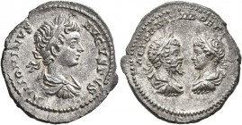 Caracalla, 198-217. Denarius (Silver, 20 mm, 3.28 g, 12 h), Rome, 201-202. ANTONINVS AVGVSTVS Laureate, draped and cuirassed bust of Caracalla to righ...