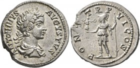 Caracalla, 198-217. Denarius (Silver, 20 mm, 3.87 g, 6 h), a contemporary imitation from an irregular mint, 203 or slightly later. ANTONINVS AVGVSTVS ...