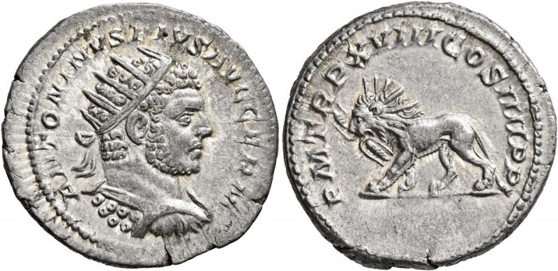 Caracalla, 198-217. Antoninianus (Silver, 24 mm, 4.93 g, 12 h), Rome, 215. ANTON...