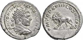 Caracalla, 198-217. Antoninianus (Silver, 24 mm, 4.93 g, 12 h), Rome, 215. ANTONINVS PIVS AVG GERM Radiate and cuirassed bust of Caracalla to right, s...