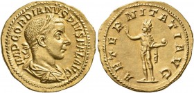 Gordian III, 238-244. Aureus (Gold, 20 mm, 5.07 g, 11 h), Rome, 241-243. IMP GORDIANVS PIVS FEL AVG Laureate, draped and cuirassed bust of Gordian III...