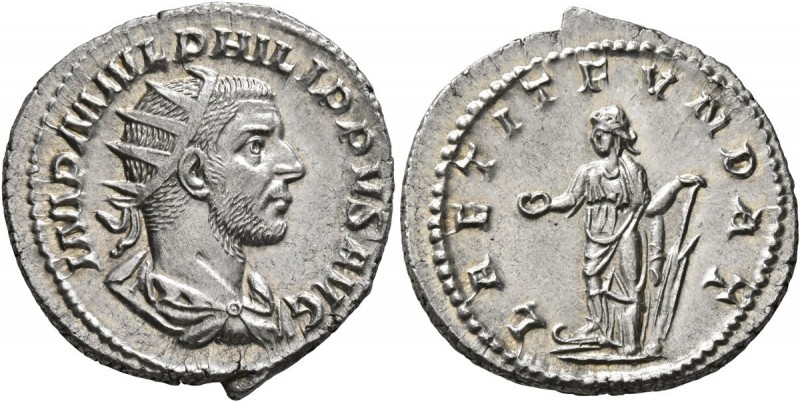 Philip I, 244-249. Antoninianus (Silver, 22 mm, 4.63 g, 7 h), Rome, 244-245. IMP...